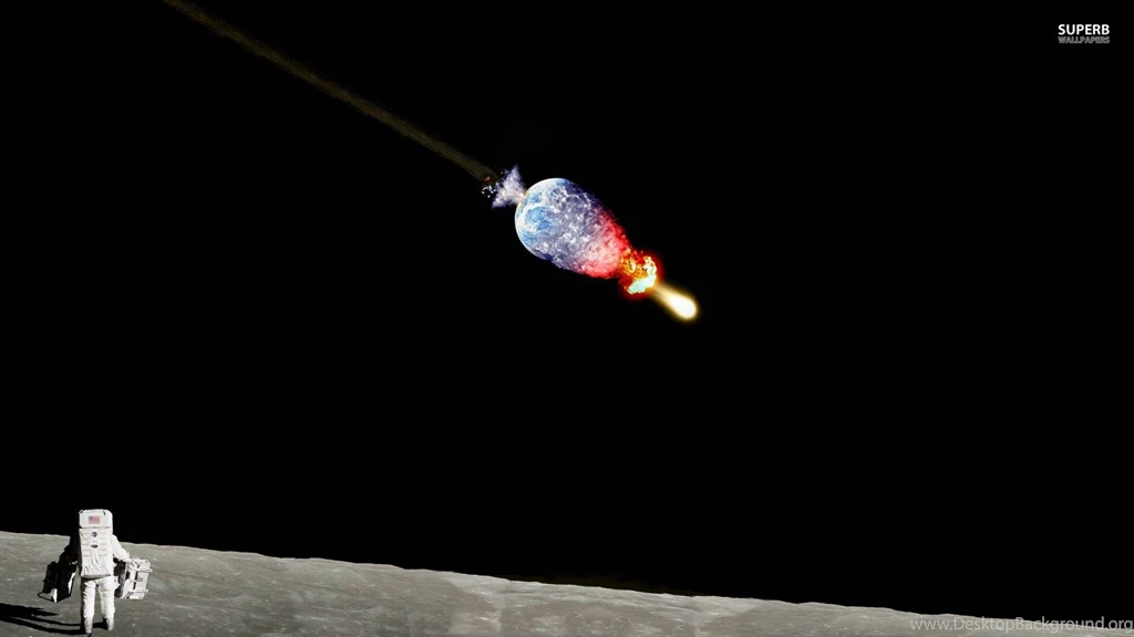 Astronaut Watching Earth Exploding From The Moon Wallpapers Space ...
