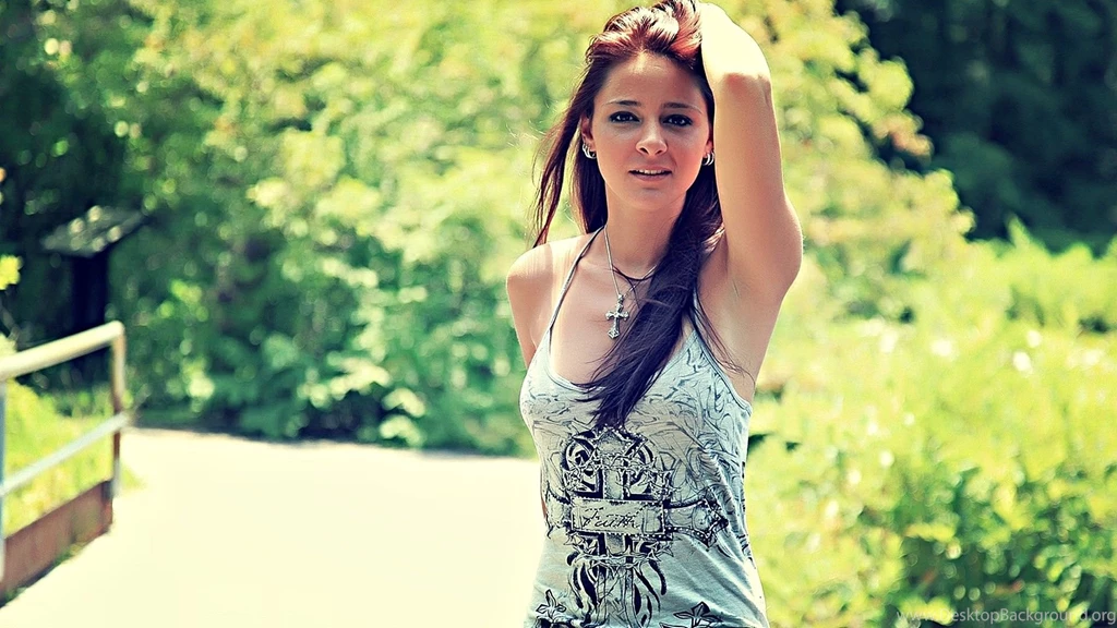 Download Wallpapers 1920x1080 Girl, Brunette, Shirt, Nature ...