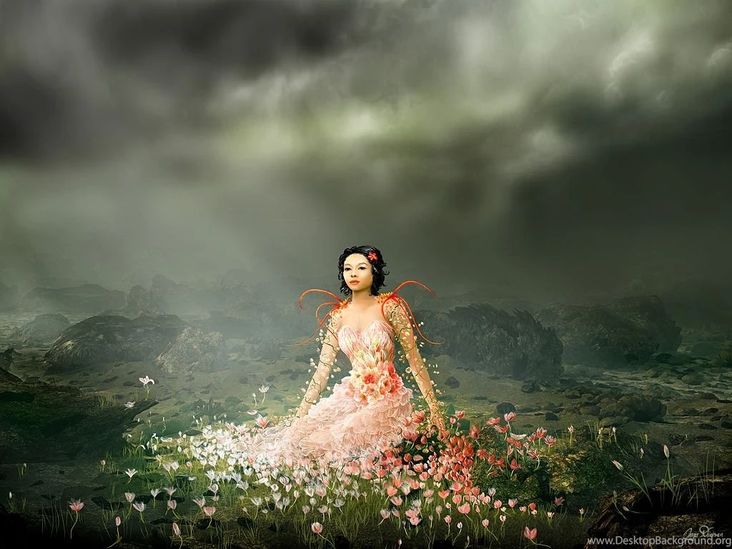 Wallpapers Open Girl Free Flower The 1024x768