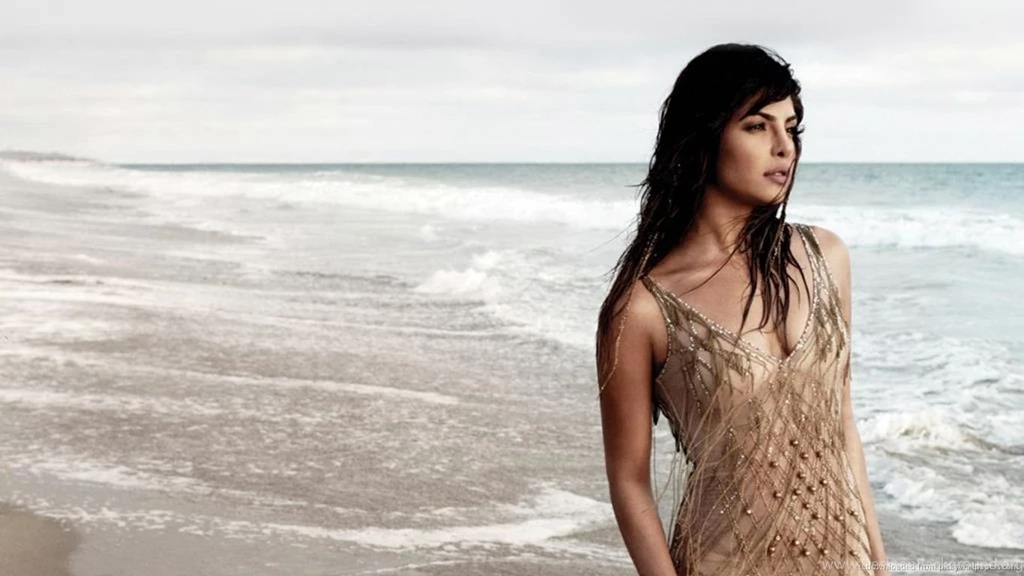 Download 1366x768 Priyanka Chopra On A Sea Shore Wallpapers