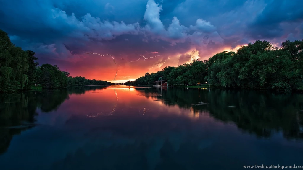 Download Wallpapers 3840x2160 Clouds, Thunder storm, River ...