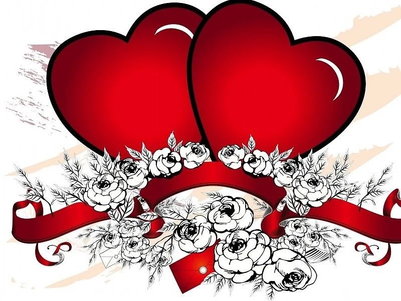 Beautiful Two Red Heart Vector Design HD Laptop Backgrounds ...