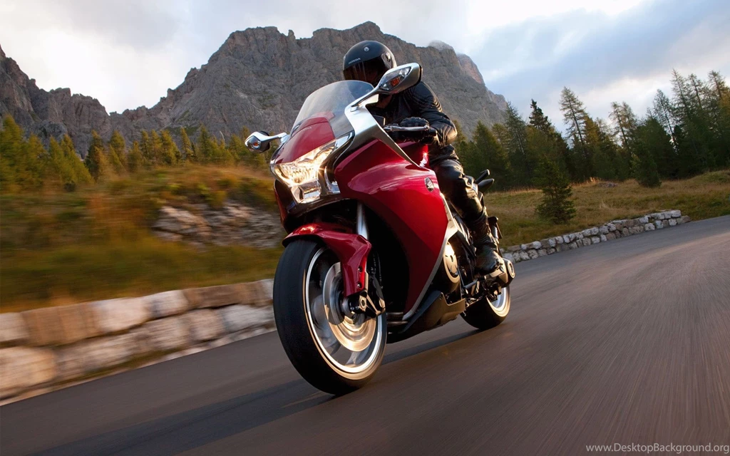 Wallpapers Mountains, Wood, Road, Motorcycle, Honda Vfr1200f, Honda ...