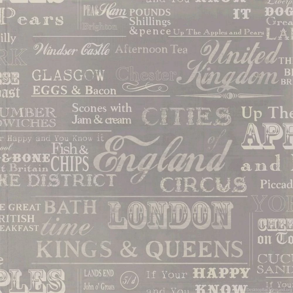 Ideco Home Very British Retro Typography Lettering Words Wallpapers