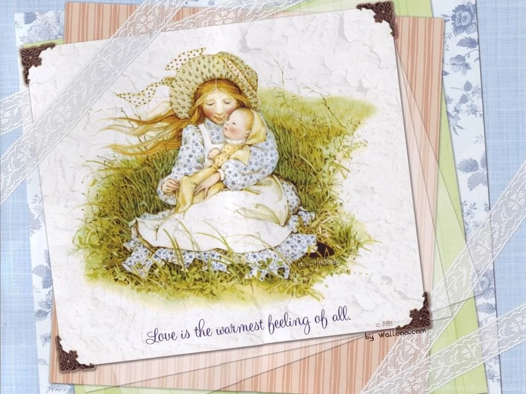 Holly Hobbie Cute Little Girl Hand painted Wallpapers