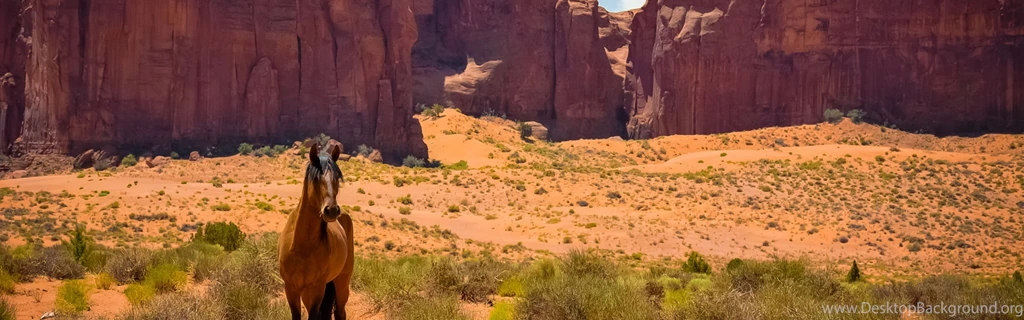 Download Wallpapers 3840x1200 Horse, Usa, Arizona, Monument Valley ...