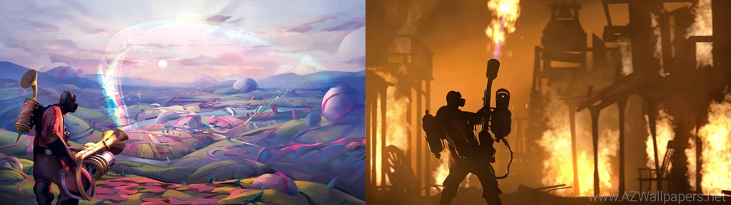 Combined Two Of My Favorite Pyro Wallpapers Into A Single, Dual ...