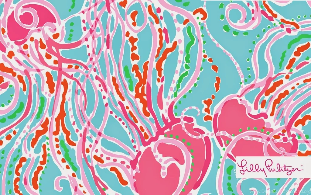 Lilly Pulitzer Patterns Blue Wallpaper.