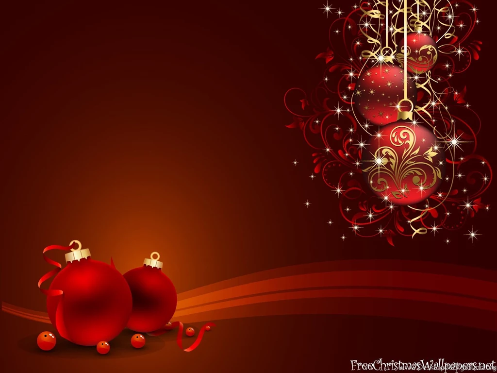 Beautiful Picture With Red Christmas Toys On Christmas Wallpapers ...