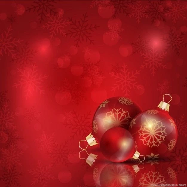 Realistic Christmas Balls On A Red Backgrounds Vector