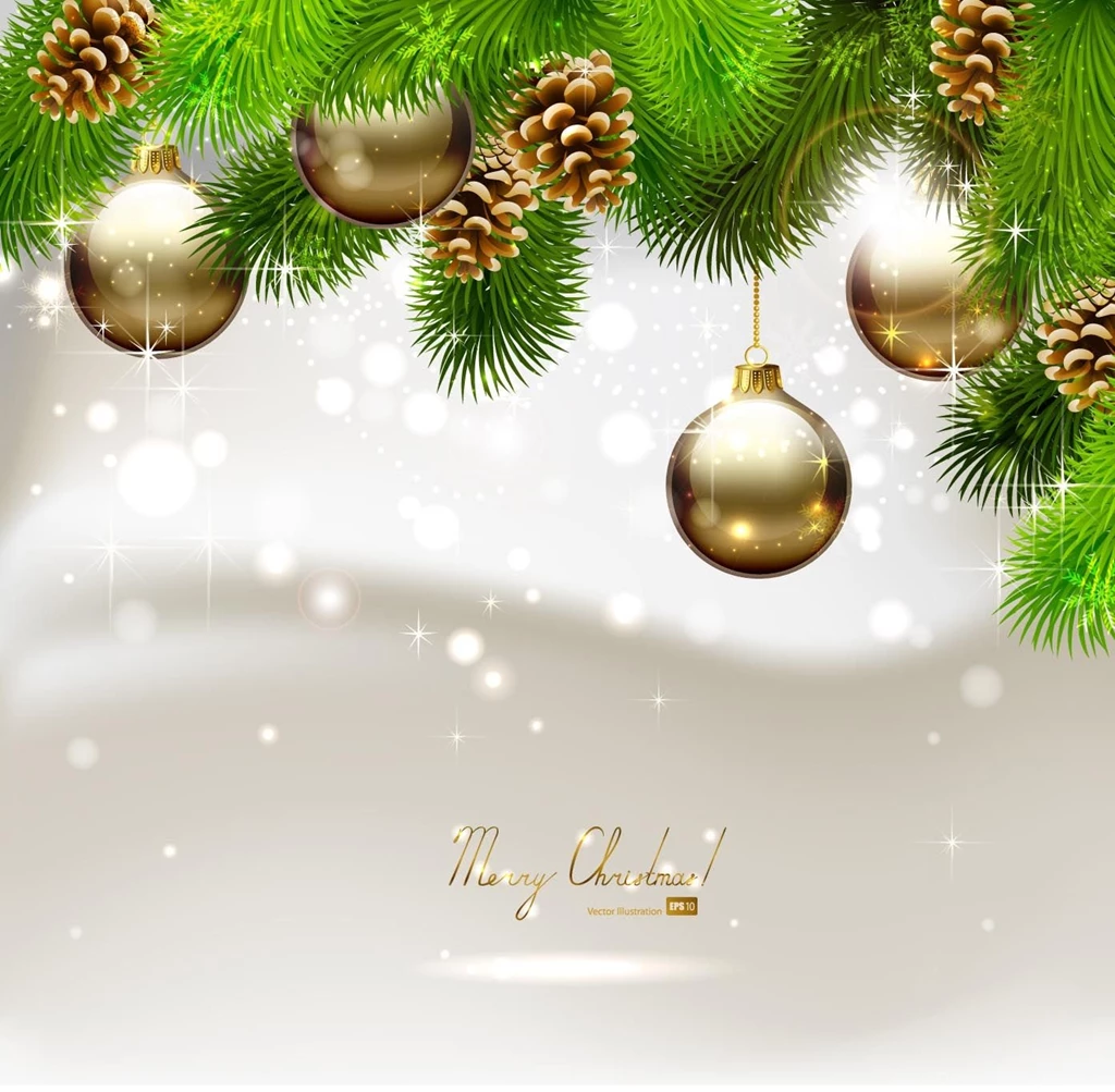 Beautiful Christmas Ball Backgrounds 03 Vector Free Vector / 4Vector