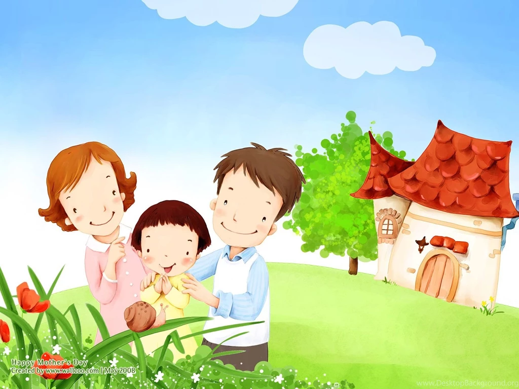 High Resolution Cartoon Illustraion Of Family Love 1600x1200 NO.21 ...