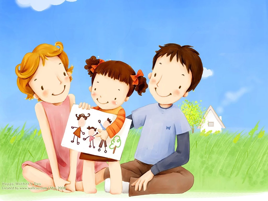High Resolution Cartoon Illustraion Of Family Love 1600x1200 NO.1 ...