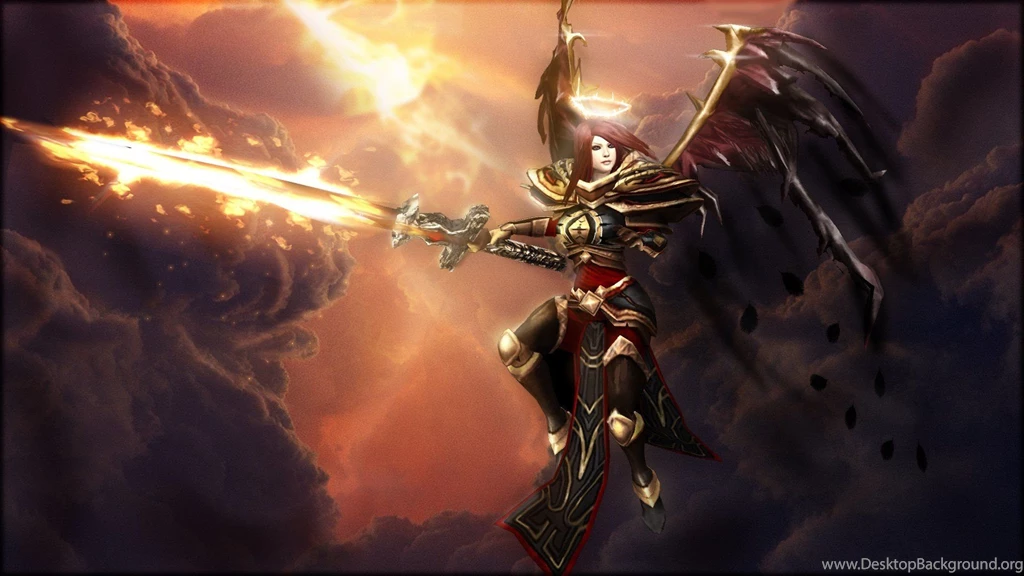 Angels Clouds Wings Sun Halo League Of Legends Elite Kayle Swords ...