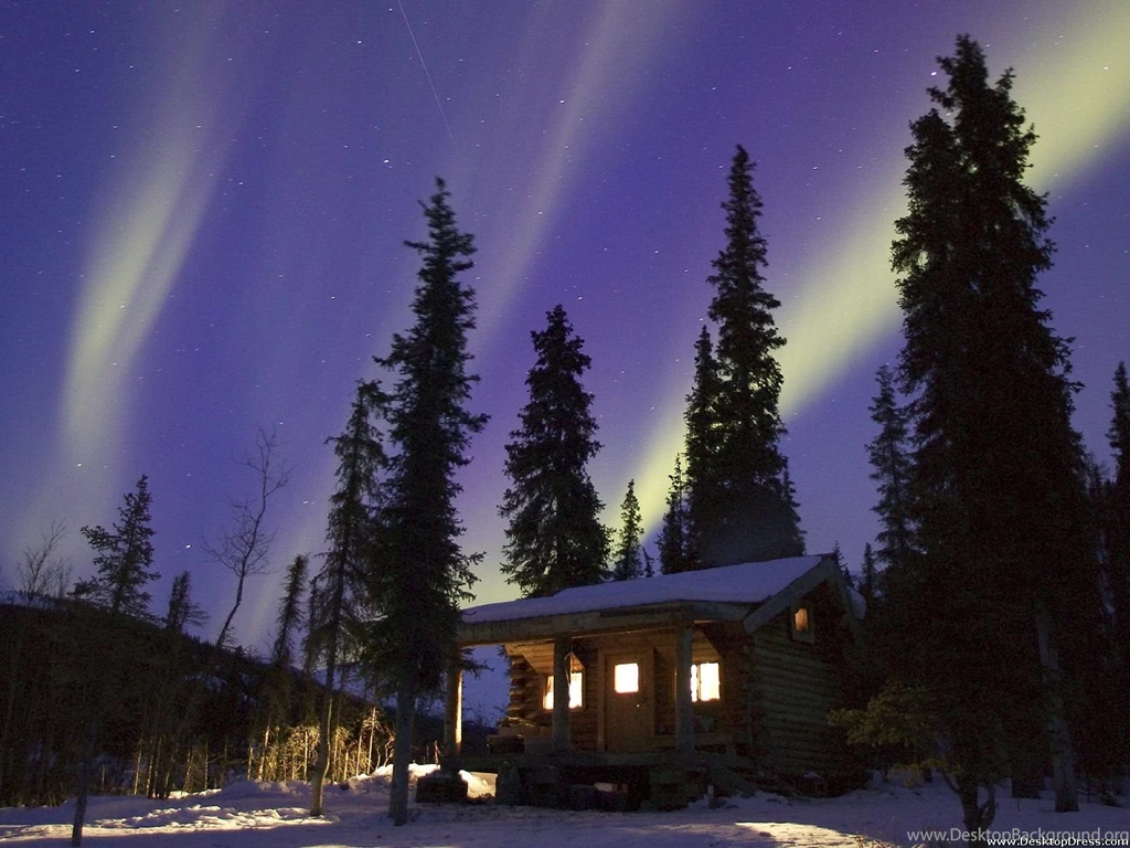 Desktop Wallpapers » Natural Backgrounds » Cabin Glow, Alaska ...