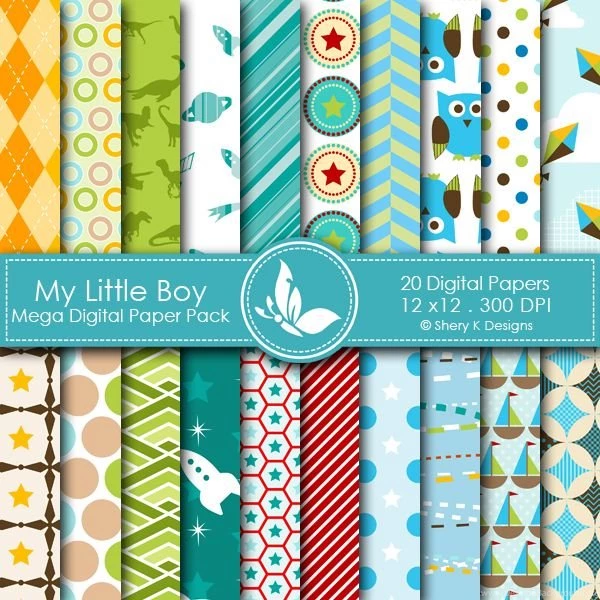 Digital Papers & Backgrounds My Little Boy 20 Digital Papers ...