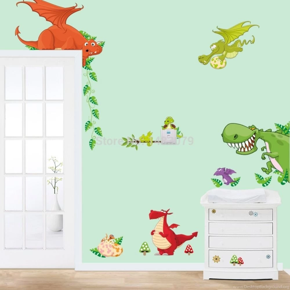Cartoon Cute Forest World Dinosaur Bubble DIY Wall Sticke ...