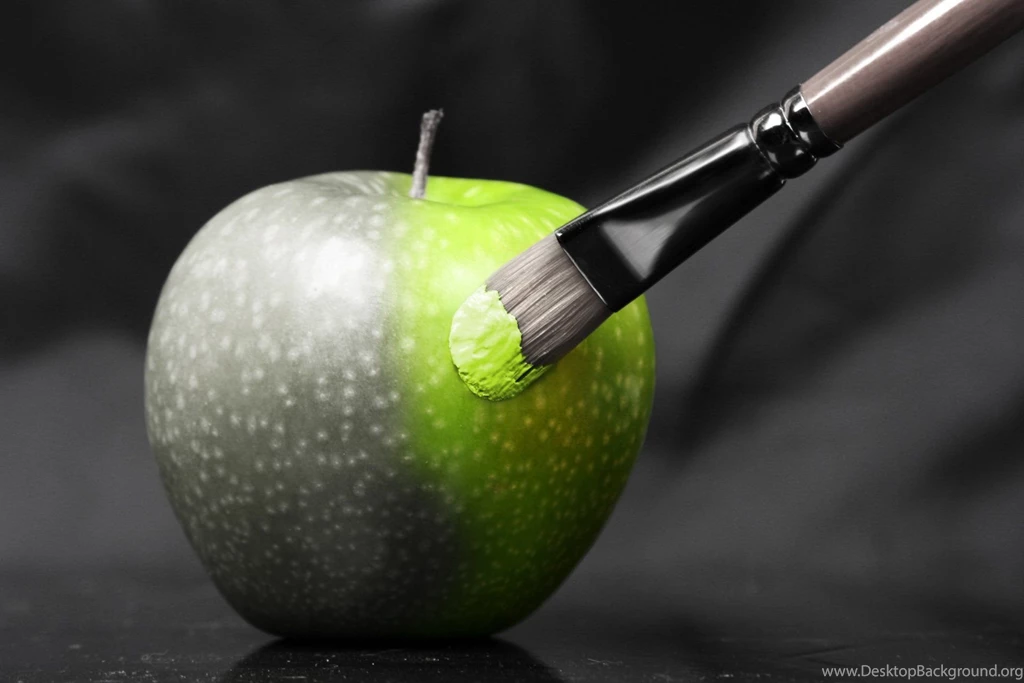 Miscellaneous Apple Fruit Black And White Green Brush Brush ...