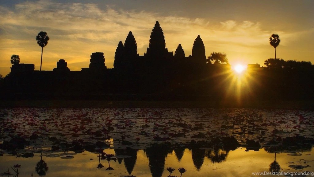 Beautiful Sunset Scene Of Angkor Wat Temple In Cambodia HD Photos ...