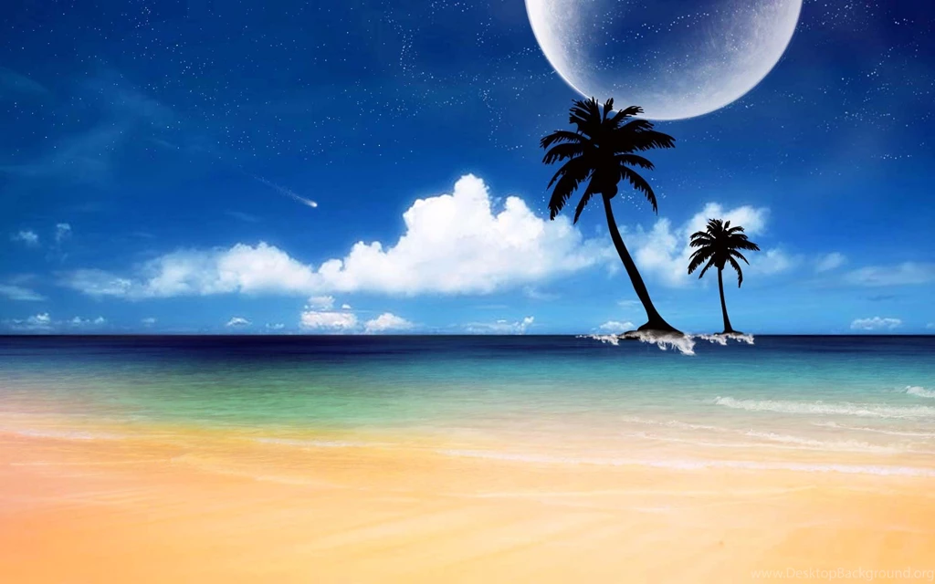 Strange Moon In Sunny Beach Land, Artistic, 1920x1200 HD Wallpapers ...