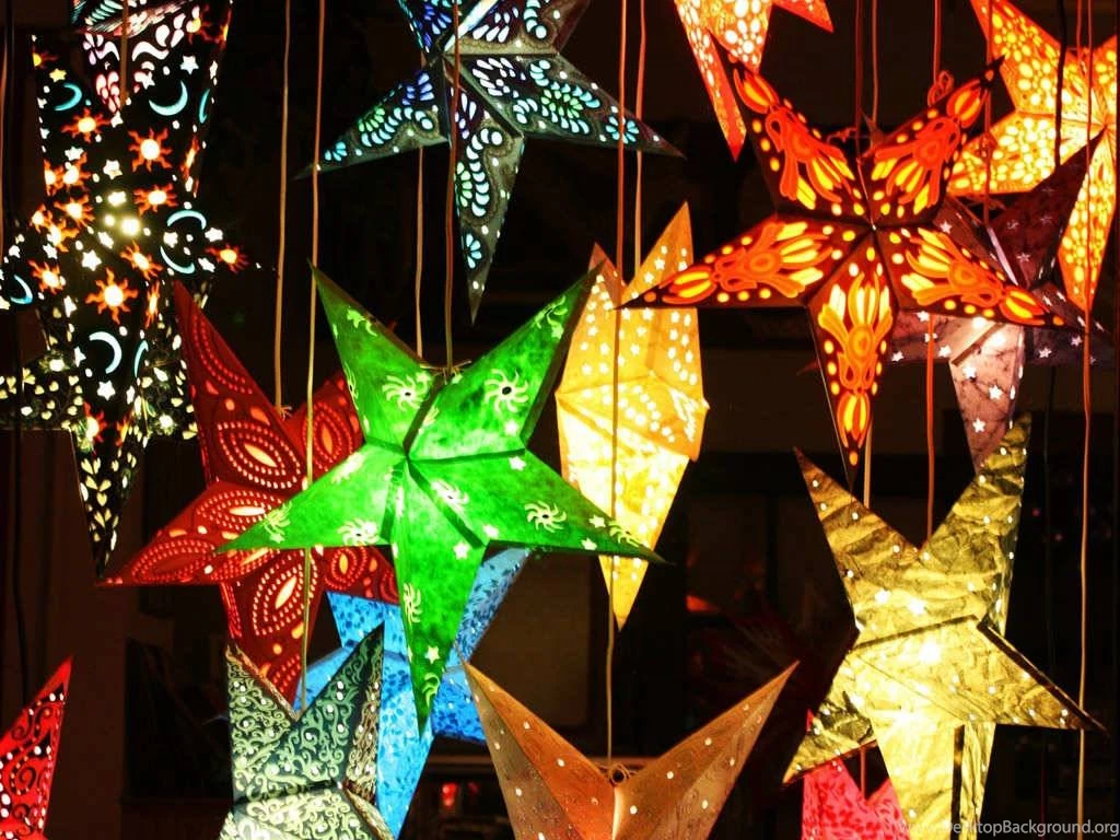 Coloful Flashing Star Christmas Decorations Christmas Wallpapers