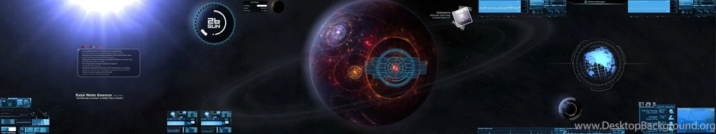 Triple Monitor Space HUD Theme : Rainmeter