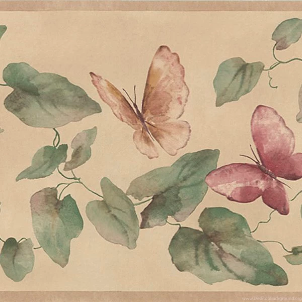 451 1685 Cream Lily Pad Butterfly   Brewster Wallpapers Borders