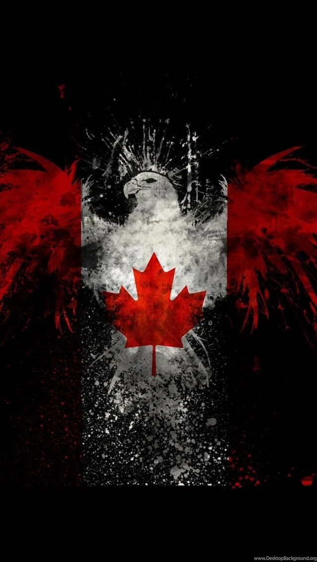 Cool Eagle With Canadian Flag