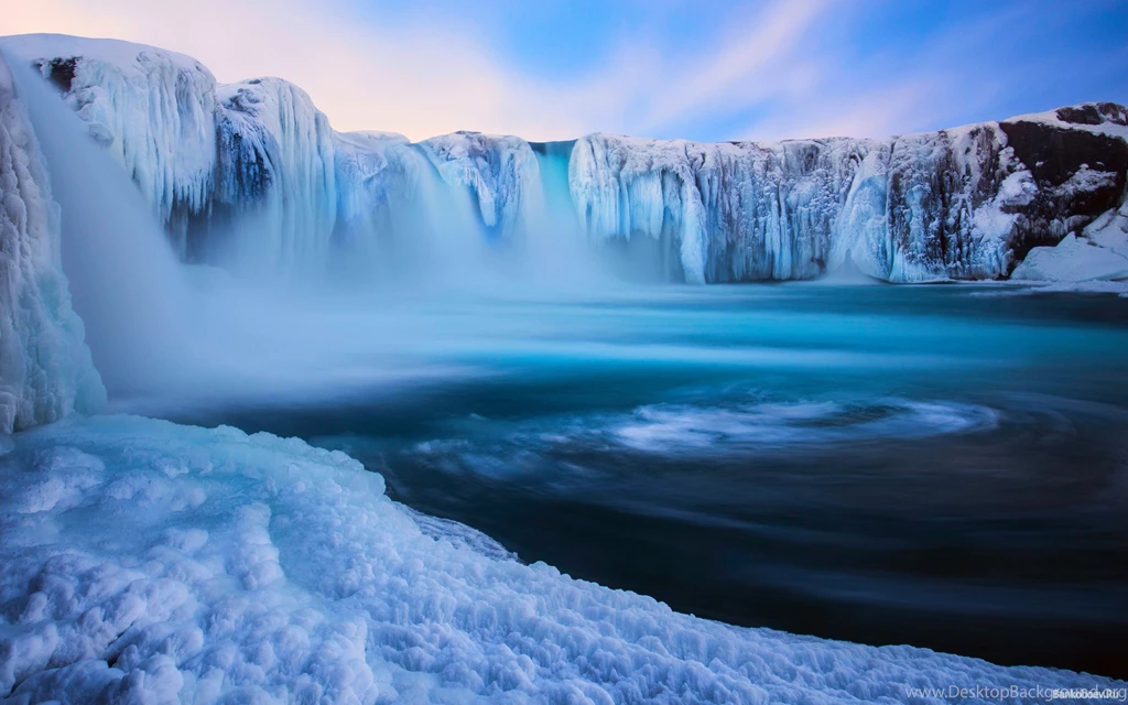 Frozen Waterfall And Blue Lagoon Wallpapers And Images ...