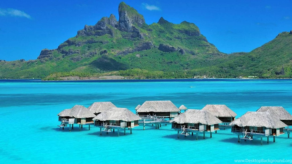 Aqua Blue Lagoon And Luxury Water Villas At Bora Bora Tropical ...