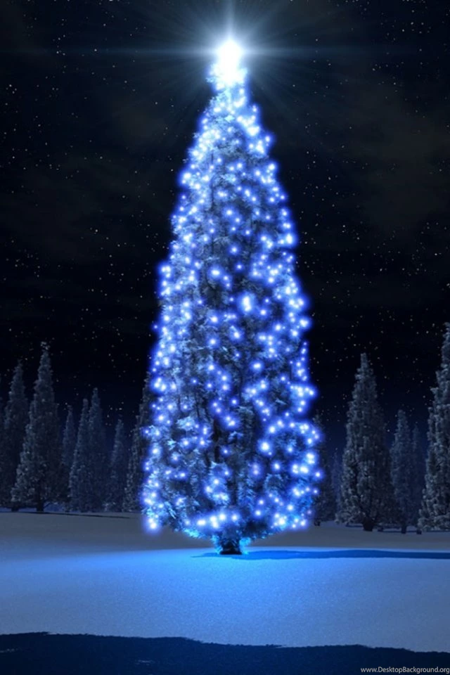 640x960 Christmas Blue Tree Iphone 4 Wallpapers
