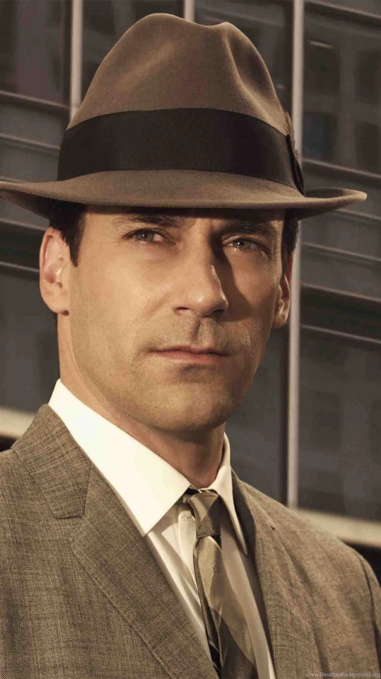 Download Wallpapers 750x1334 Don Draper, Actor, Hat, Face, Serious ...