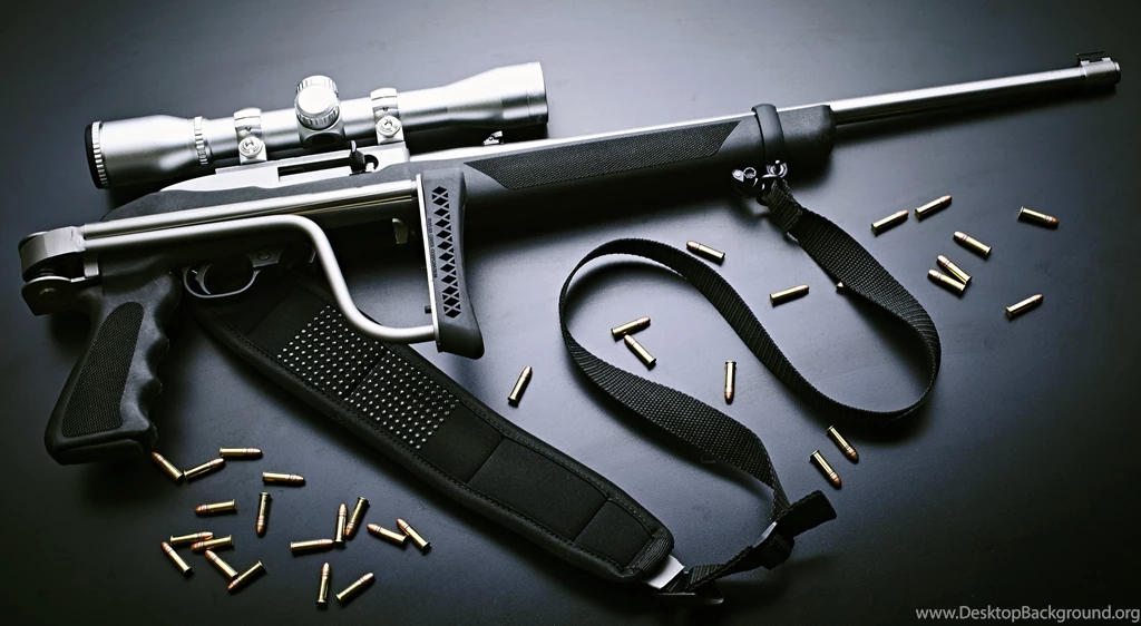 22 Semi automatic Rifle Collapsible Stock Optics Bullets Weapons ...