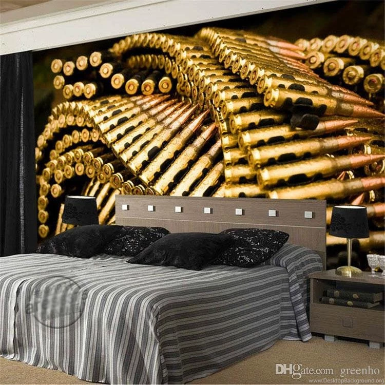 Custom 3d Wall Mural Gun Bullets Photo Wallpapers Military ...