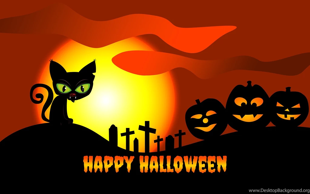 Happy Halloween Wallpapers Clip Art With Silhouette Of Cat And ...