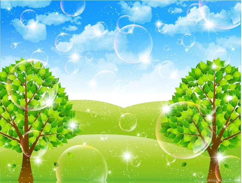 Fantasy Bubbles Tree Backgrounds Vector