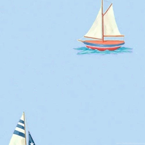 Blue Sailboats Nautical Sailing Accent Decor Wallpapers Roll ...
