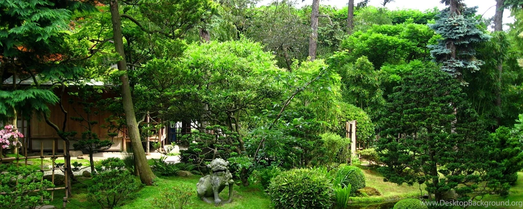 Download Wallpapers 2560x1024 Path, Garden, Statue, Stones, Lawn ...