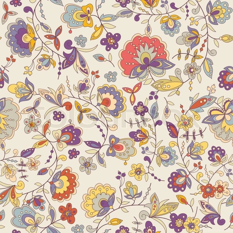 Cute Colorful Floral Seamless Pattern With Abstract Flower ...