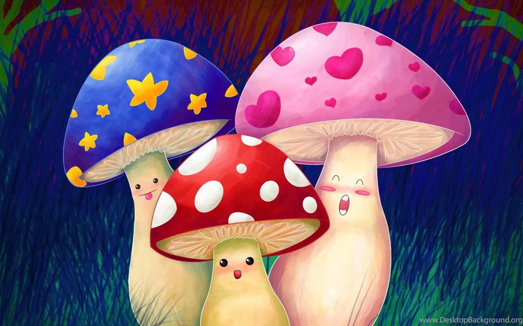 CUTE MUSHROOM IN SPRING WALLPAPER (