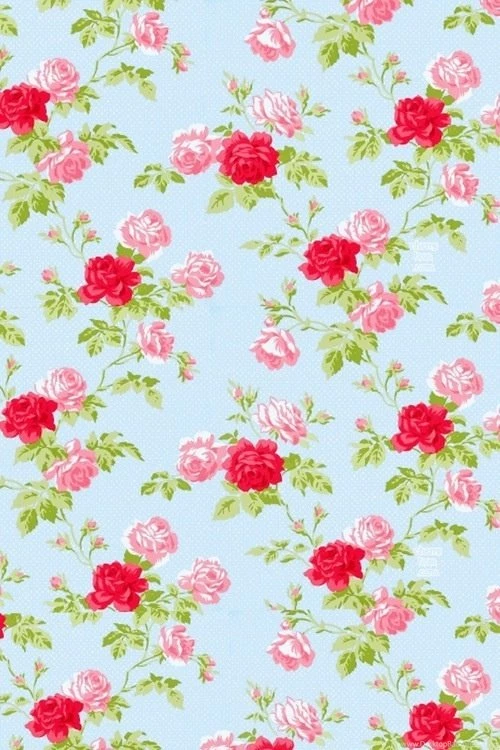 Pretty Rose Pattern On Blue