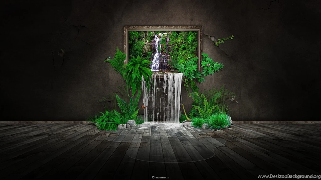 Download 1920x1080 Painting Waterfall Wallpapers