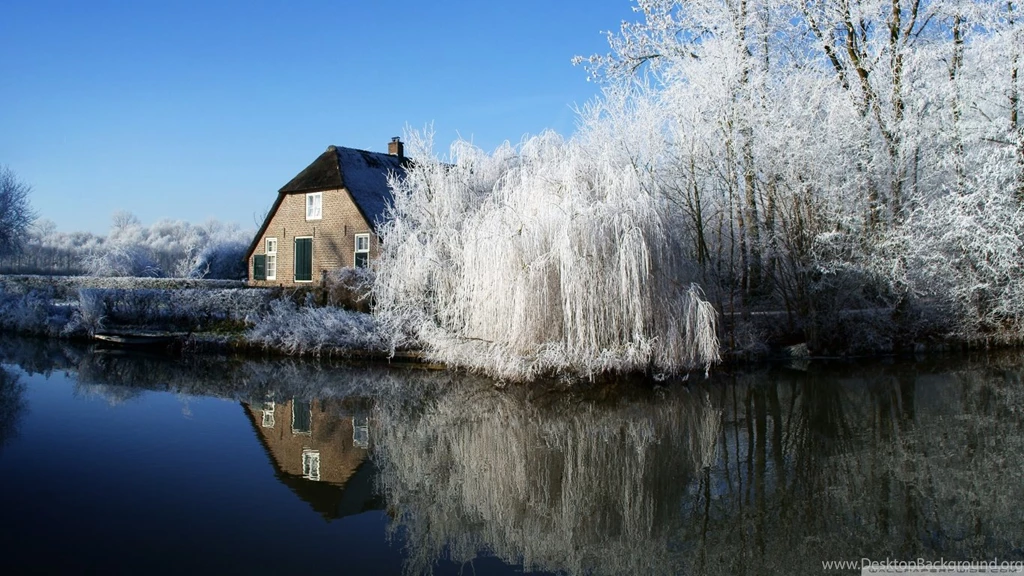 Farmhouse And Frosty Trees HD Desktop Wallpapers : Widescreen ...