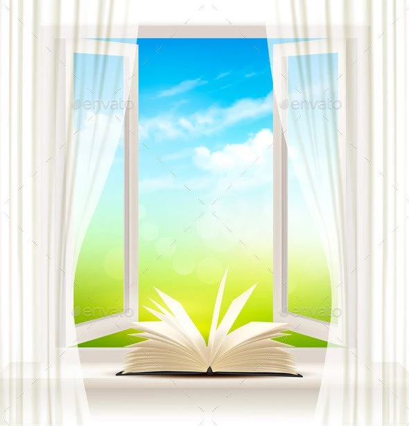 Backgrounds With An Open Window And Open Book.