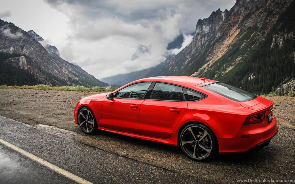 Download Wallpapers 3840x2400 Audi, Rs7, Red, Side View, Mountain ...