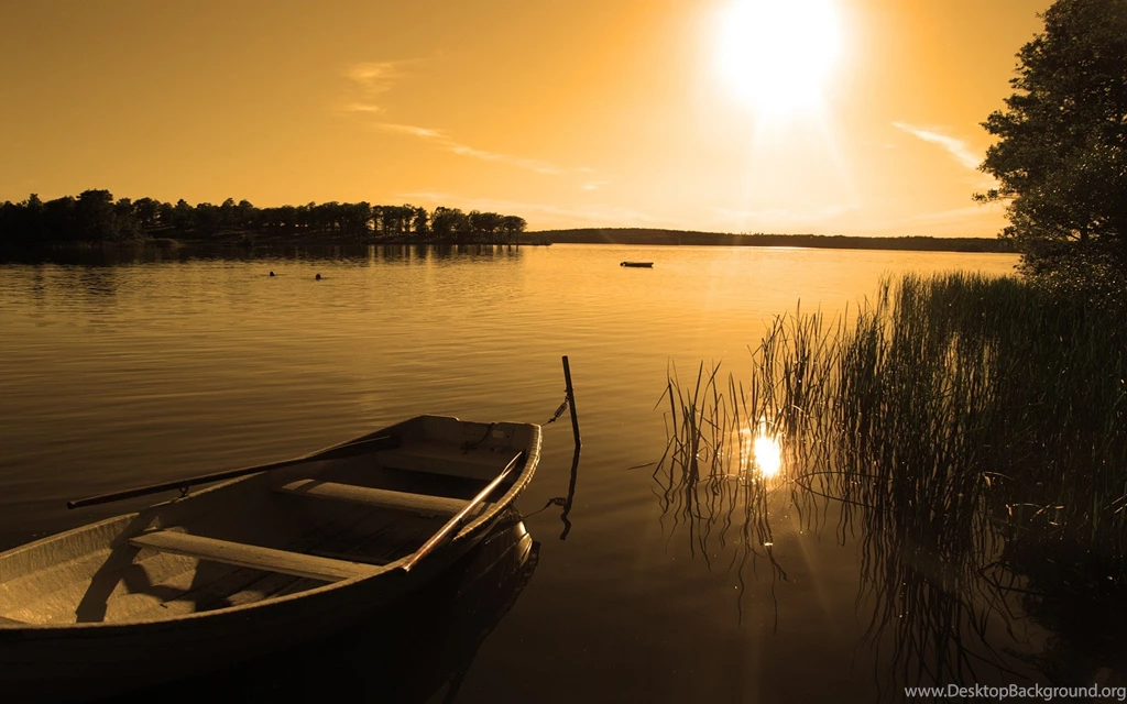 Boat, Lake, Background, Original (