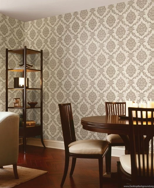 Shimmer Damask Wallpapers   Traditional   Dining Room   Other Metro ...