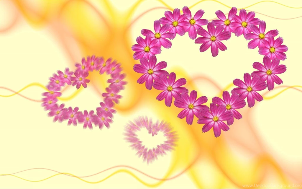 Hearts With Flowers Desktop Background