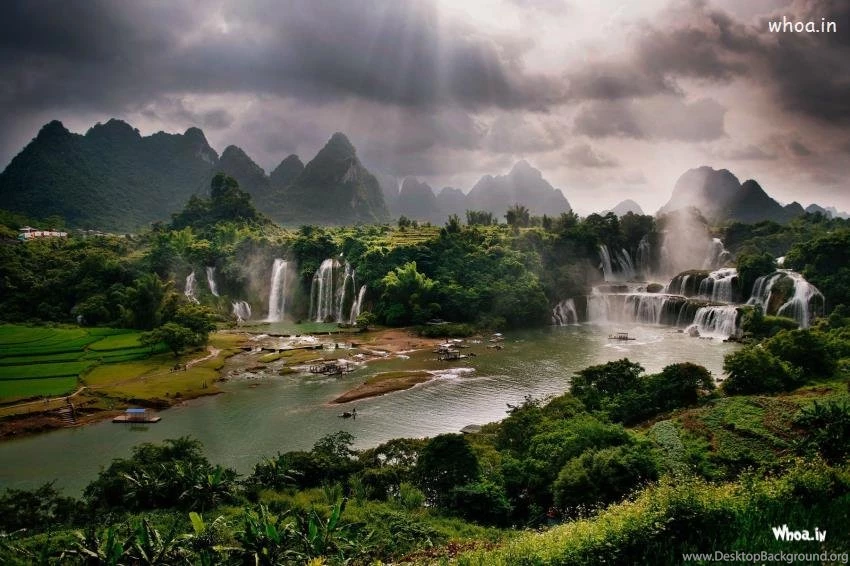 Natural Greenary And Waterfall Hd Wallpaper.jpg