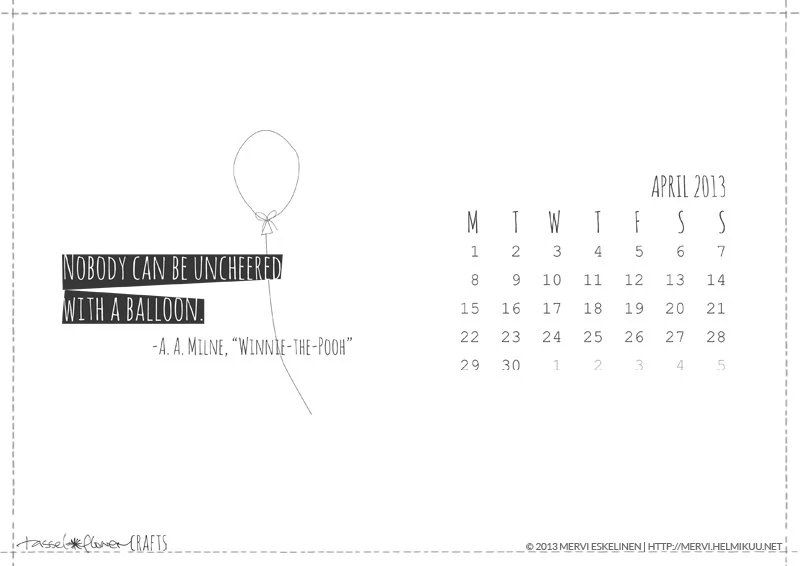 Free Printable And Desktop Wallpapers Calendar, April 2013 Mervi ...